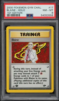 2000 POKEMON 1ST ED GYM CHALLENGE BLAINE #17 HOLO FOIL PSA 8 NM-MT #54053558 - Image 1