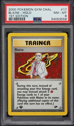 2000 POKEMON 1ST ED GYM CHALLENGE BLAINE #17 HOLO FOIL PSA 8 NM-MT #54053558 - Image 3