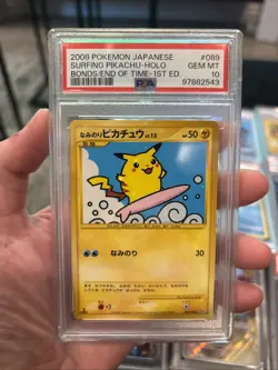 PSA 10 Pokemon Japanese Surfing Pikachu Bonds to End of Time 1st Ed. 089/090 - Image 1