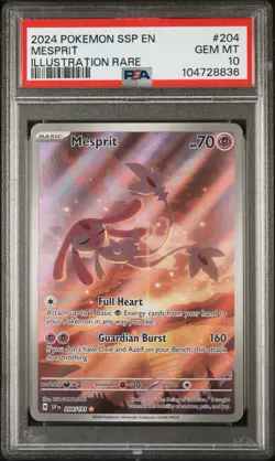 2024 Pokemon S&V Surging Sparks Mesprit Illustration Rare PSA 10 Gem Mint #204 - Image 1