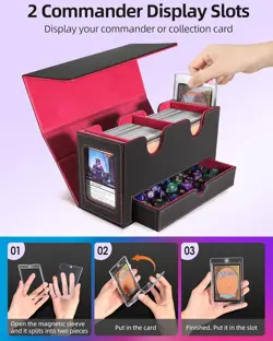 MTG Deck Box, MTG Commander Card Deck Box with Commander Display, Fits 250+ Sing - Image 4