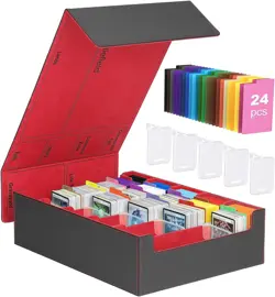 Trading Card Storage Box, 3800+ MTG Deck Box with 24 Colorful Dividers & 5 Card - Image 1