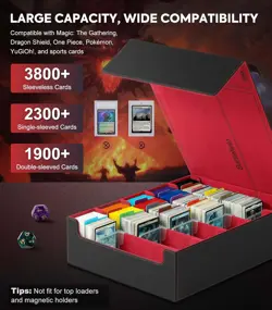 Trading Card Storage Box, 3800+ MTG Deck Box with 24 Colorful Dividers & 5 Card - Image 3