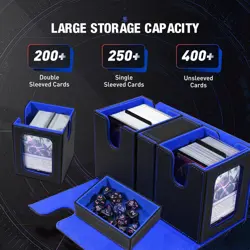 MTG Deck Box, Commander Deck Case Fits 200+ Double-Sleeved Cards, Magnetic Leath - Image 3