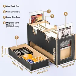 MTG Deck Box with 2 Commander Display and Dice Tray-Patented Design, Double Deck - Image 3
