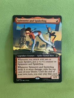 Spinneret And Spiderling Extended Art 0264 Marvel’s Spider-Man Magic MTG - Image 1