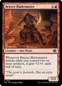 Brazen Blademaster 136 LCI MTG Foil Orc Pirate Common Red Threat 2023 Creature - Image 1
