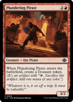 Plundering Pirate 160 LCI MTG Foil Red Orc ETB Treasure Token Common 2023 - Image 1
