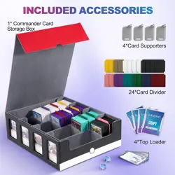 Trading Card Storage Box with Commander Display; 2400+ Deck Box for MTG with Rem - Image 2
