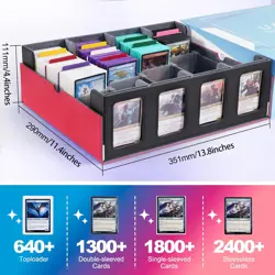 Trading Card Storage Box with Commander Display; 2400+ Deck Box for MTG with Rem - Image 3