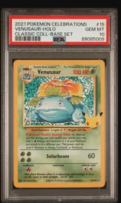 2021 Pokemon SWSH Celebrations Classic Collection Holo Venusaur #15 PSA 10 GEM - Image 2