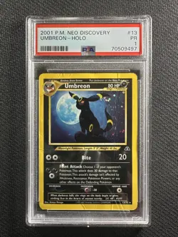 Pokemon Card PSA 1 Poor Umbreon Neo Discovery Unlimited 2001 Holo 13/75 Wotc - Image 1