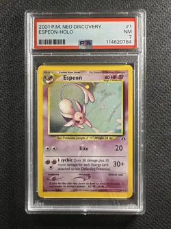 Pokemon Card PSA 7 Near Mint Espeon Neo Discovery 2001 Unlimited Holo 1/75 Wotc - Image 1