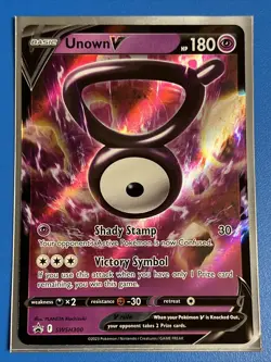Unown V Holo Half Art Black Star Promo SWSH300 Pokemon TCG NM + Card Saver - Image 1