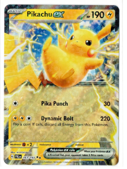 Pokemon TCG - Pikachu EX 63/193 Double Rare Holo Paldea Evolved Game Freak - NM - Image 1