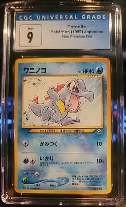 Pokemon TCG 1999 Japanese Totodile - Neo Premium File - No. 158 Regular - CGC 9 - Image 1
