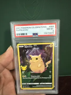 Pokemon Pikachu TCG 2021 Celebrations PSA NM 8 - Image 1