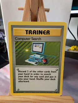 Pokemon TCG Computer Search 71/102 Base Set Heavy Played - Image 1