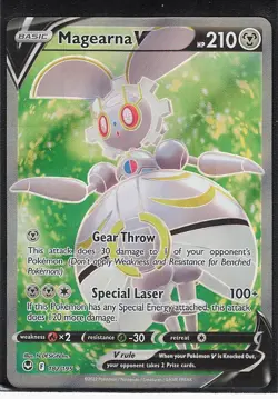 Holo Magearna V Full Art 182/195 Ultra Rare Silver Tempest Pokemon TCG - Image 1