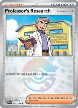 POKEMON PROFESSOR'S RESEARCH 122/131 REVERSE POKEBALL HOLO PRISMATIC EVOLUTION - Image 1