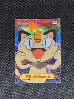 Pokemon Topps Series 1 TV11 #52 MEOWTH Squares and Rectangles Holo Foil - Image 1