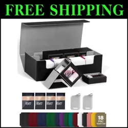 Elegant Large MTG Card Storage Box with 10 Compartments & Snap Closure - Black - Image 1