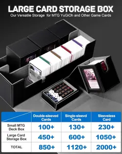 Elegant Large MTG Card Storage Box with 10 Compartments & Snap Closure - Black - Image 4