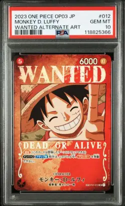 PSA 10 Monkey D. Luffy Wanted Poster SR One Piece Card - Image 1