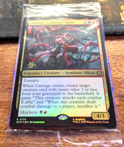 CARNAGE, CRIMSON CHAOS Pre-Release Foil Still In Wrapper - Spider-Man MTG Magic - Image 2