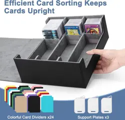 Card Deck Case for Trading Cards 1800+, MTG Card Storage Box, Leather Magnetic C - Image 3