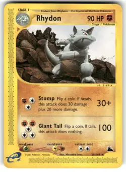 Rhydon Non-Holo Rare 29/144 - 2003 Skyridge E-Series Rare Pokemon Card NM - Image 1