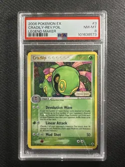 Pokemon Card PSA 8 NM-MT Cradily Legend Maker 2006 Reverse Holo Rare 3/92 - Image 1