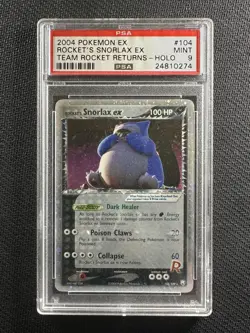 Pokemon Card PSA 9 Mint Rockets Snorlax Ex Team Rocket Returns 2004 Holo 104/109 - Image 1