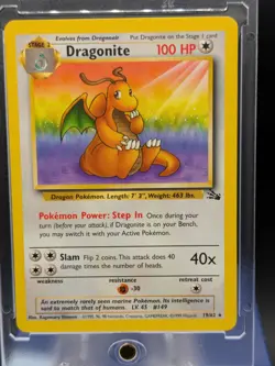 Dragonite 19/62 Non Holo NM Pokemon Card Fossil Set - Image 1