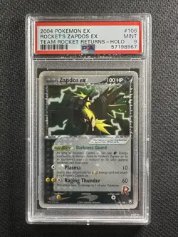 Pokemon Card PSA 9 Mint Rocket's Zapdos Ex Team Rocket Returns 2004 Holo 106/109 - Image 1