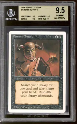 Magic MTG 3rd Edition Revised Demonic Tutor BGS 9.5 (9.5, 9.5, 9.5, 9) GEM MINT - Image 1