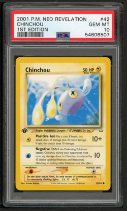 PSA 10 Gem Mint Pokemon 1st Edition Neo Revelation Chinchou #42/64 - Image 1
