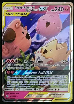 Pokemon TCG Togepi Cleffa Igglybuff GX Card 143/236 Cosmic Eclipse - Image 1