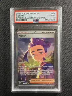 Pokemon Card PSA 10 Gem Mint Kieran Prismatic Evolutions 2025 Holo SIR 174/131 - Image 1