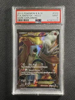 Pokemon Card PSA 9 Mint Entei Ex Dark Explorers 2012 Holo Full Art 103/108 - Image 1