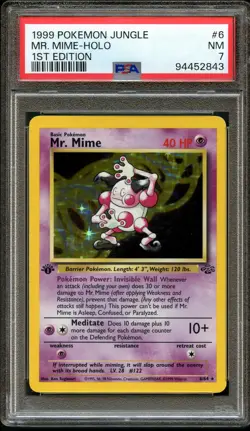 1999 Pokemon 1st Edition Jungle Mr. Mime Holo 6/64 - PSA 7 NM - Image 1