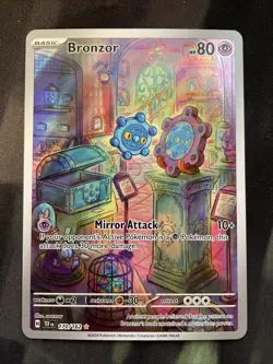 Bronzor 170/162 Sv05: Temporal Forces Holo Pokemon Card Full Art Psychic Type - Image 1