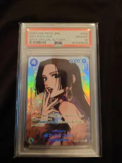 One Piece PSA10 Boa Hancock Alt Art Card with 3 Anime 25th Collection Packs - Image 1