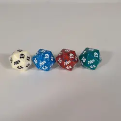 Magic: The Gathering MTG Spindown Die D20 Set 4 White Blue Red Green Core 2012 - Image 1