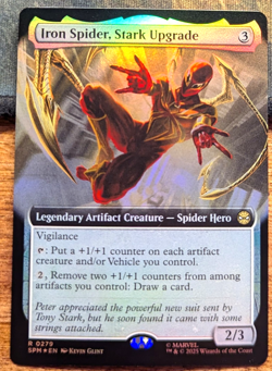IRON SPIDER, STARK UPGRADE Extended Art Foil - Spider-Man - MTG Magic - Image 1