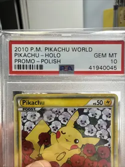 2010 POKEMON PIKACHU WORLD PROMO POLISH PIKACHU HOLO PSA 10 gem mint - Image 3