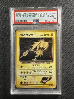 Pokemon Card PSA 10 Gem Mint Rocket's Zapdos Gym 2 Challenge Japanese 1998 #145 - Image 1