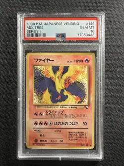 Pokemon Card PSA 10 Gem Mint Moltres Vending Series 2 Japanese 1998 Non Holo 146 - Image 1