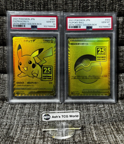 PSA 10 GOLDEN BOX PIKACHU V POKE BALL JAPANESE POKEMON CARD 25TH #001 #002 - Image 1