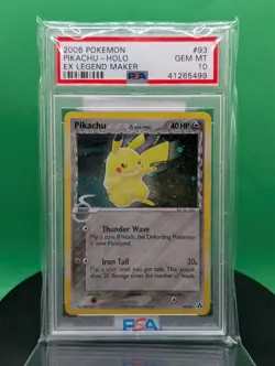 PSA 10 Pikachu 93/92 EX Legend Maker Secret Rare Holo Delta 2006 English Pokemon - Image 1